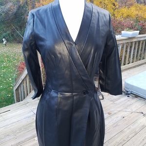 Venus Faux Leather Black Dress